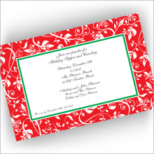 Red Filigree Border Invitations - Horizontal