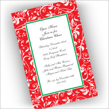 Red Filigree Border Invitations - Vertical