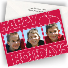 Red Happy Holidays Photo Cards