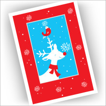 Reindeer and Bird Christmas Cards