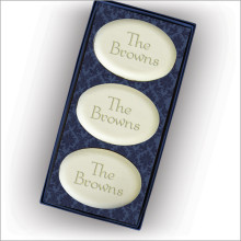 Scented Personalized Soap Trio Set - Oval Soaps - Block Name
