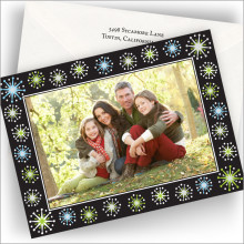 Snowstars on Black Photo Cards - Horizontal