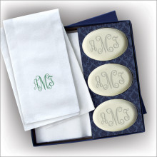 Soap and Guest Towel Set - Oval Soaps - Monogram