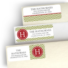 Green Initial Gift Address Label