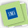 Designer Coasters and Holder - with Monogram - Green Key