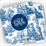 Designer Coasters and Holder - with Monogram - Toile