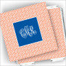 Designer Coasters and Holder - with Monogram - Coral Key
