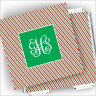 Designer Coasters and Holder - with Monogram - Candy Cane Stripe