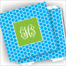 Designer Coasters and Holder - with Monogram - Honeycomb