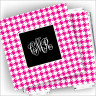 Designer Coasters and Holder - with Monogram - Houndstooth
