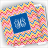 Designer Coasters and Holder - with Monogram - Chevron