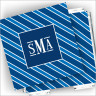 Designer Coasters and Holder - with Monogram - Blue Stripe