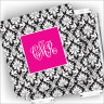 Designer Coasters and Holder - with Monogram - Damask