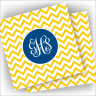 Designer Coasters - with Monogram - Yellow Chevron