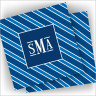 Designer Coasters - with Monogram - Blue Stripe