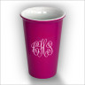 Ceramic Coffee Cup - with Monogram - Hot Pink