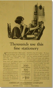American Stationery advertisement 1920 American Stationery advertisement 1920